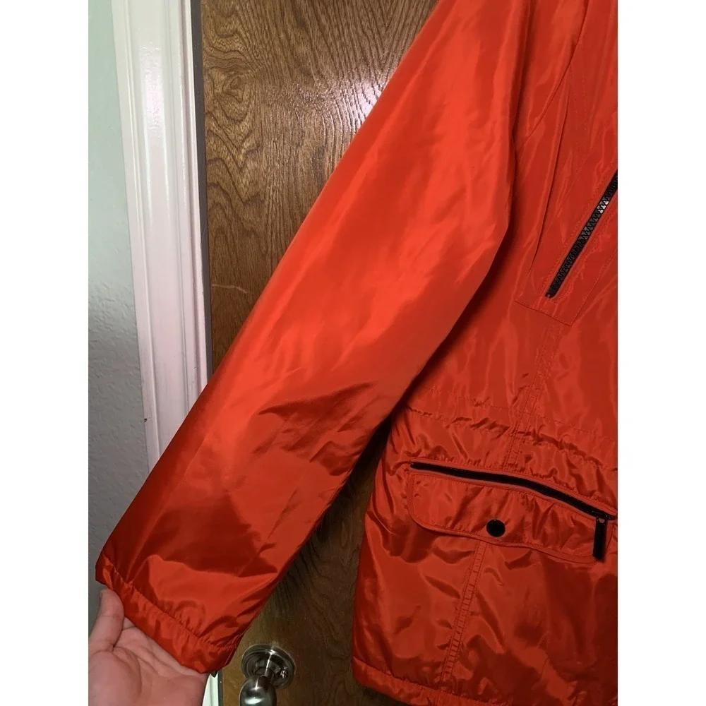 Michael Kors Red Utility Jacket Size XL Zip Pockets Zip-up Quilted Inside